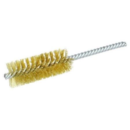 Weiler 1" Power Tube Brush, .006" Brass Wire Fill, 2-1/2" Brush Length 21218